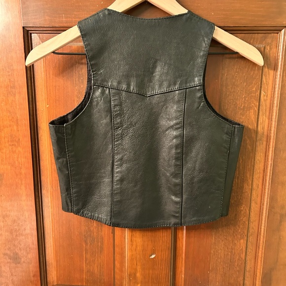 UNIK Black Real Leather Motorcycle Vest with Silver Buttons. Size M - Picture 5 of 6